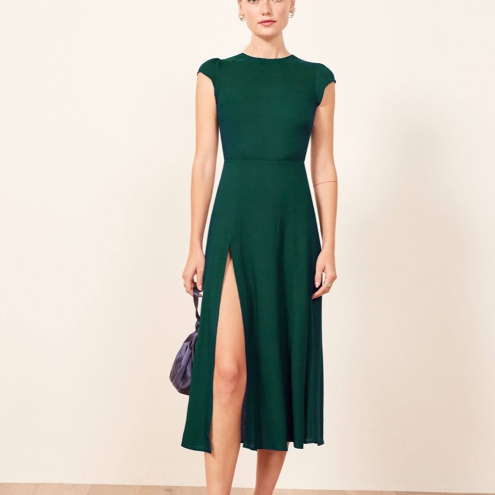 Reformation Gavin Dress in Emerald Green